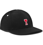 AMI - Logo-Appliquéd Cotton-Twill Baseball Cap - Black