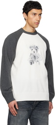 We11done White & Gray Teddy Raglan Sweater