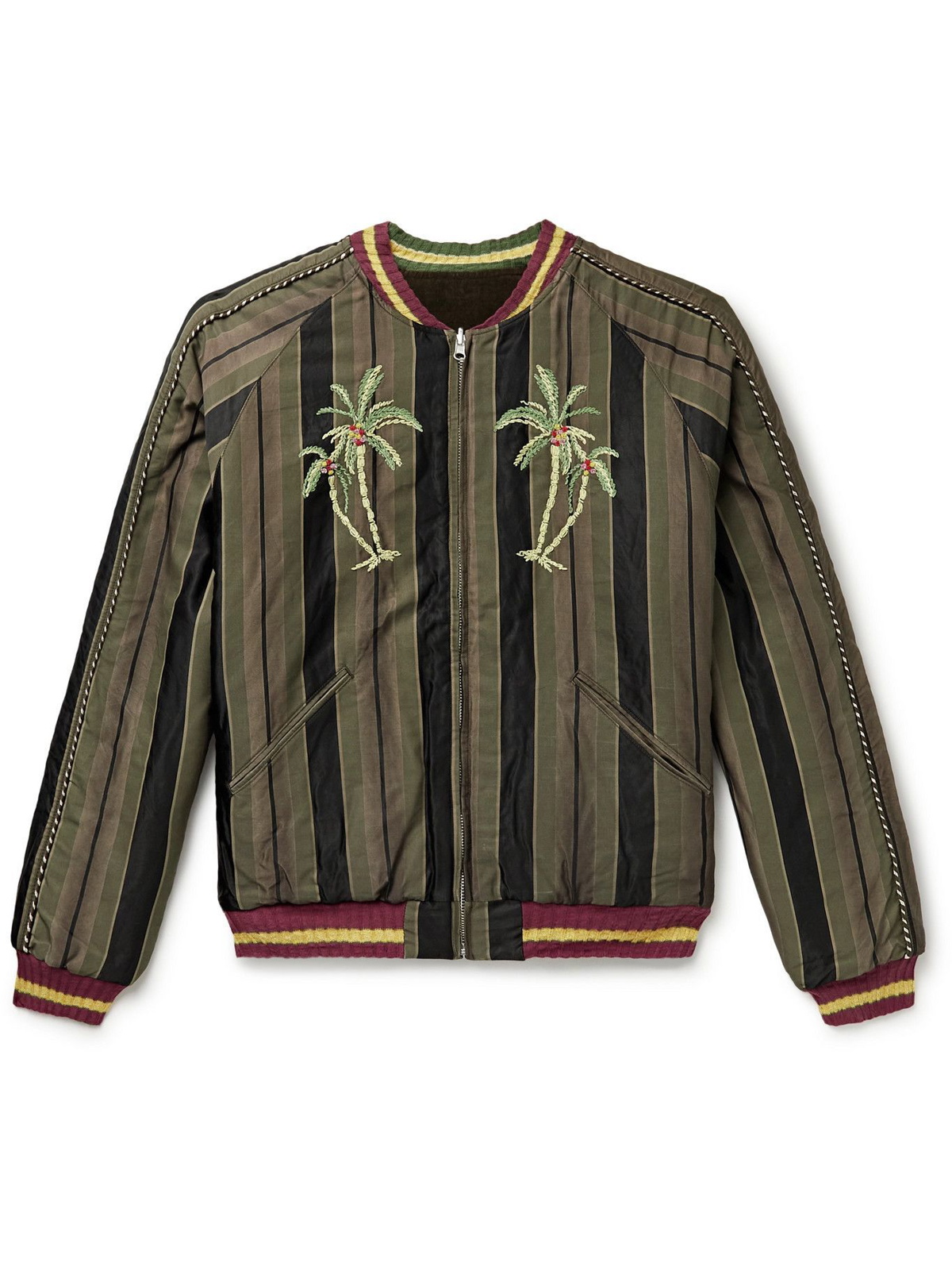 KAPITAL - Sumi Reversible Embroidered Striped Cotton-Blend Twill and ...