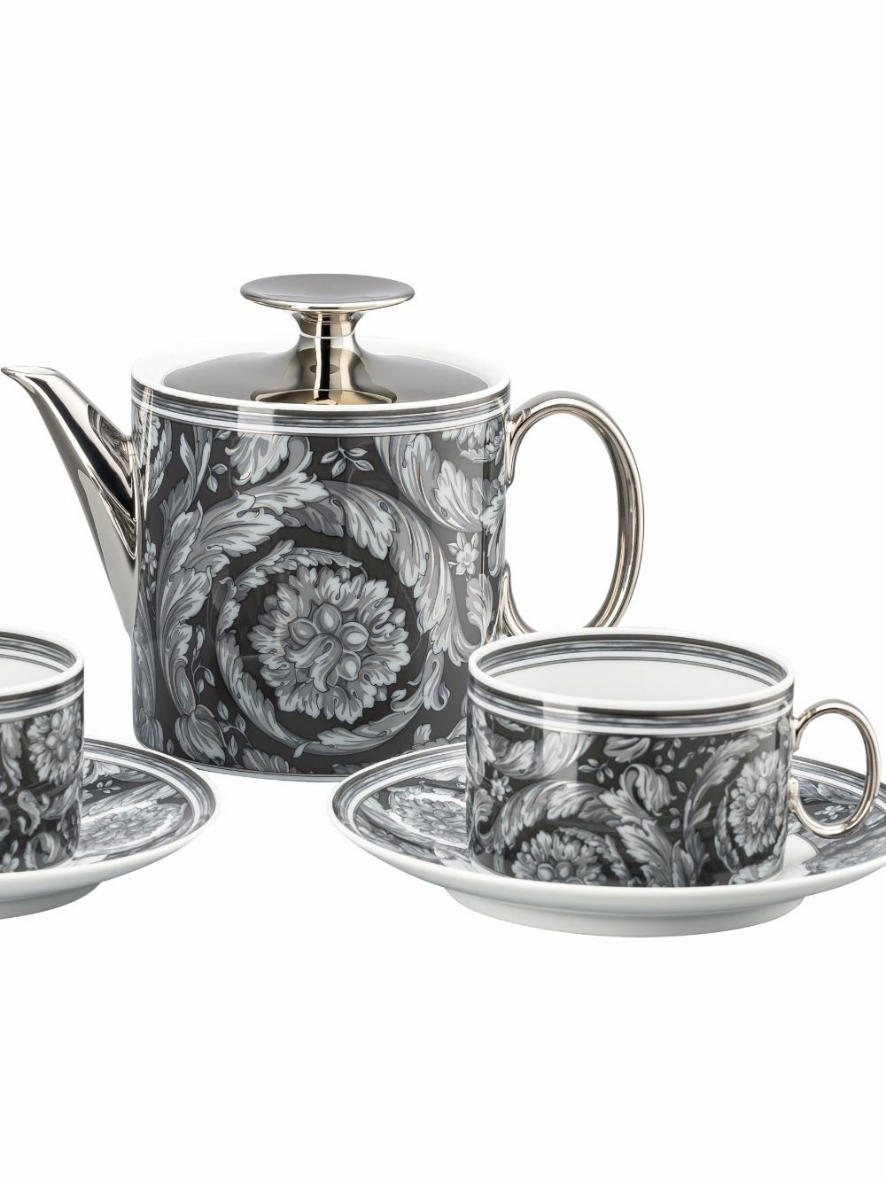 Versace Black Barocco Haze Porcelain Tea Set