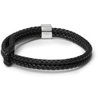 Bottega Veneta - Woven Leather and Silver Bracelet - Black