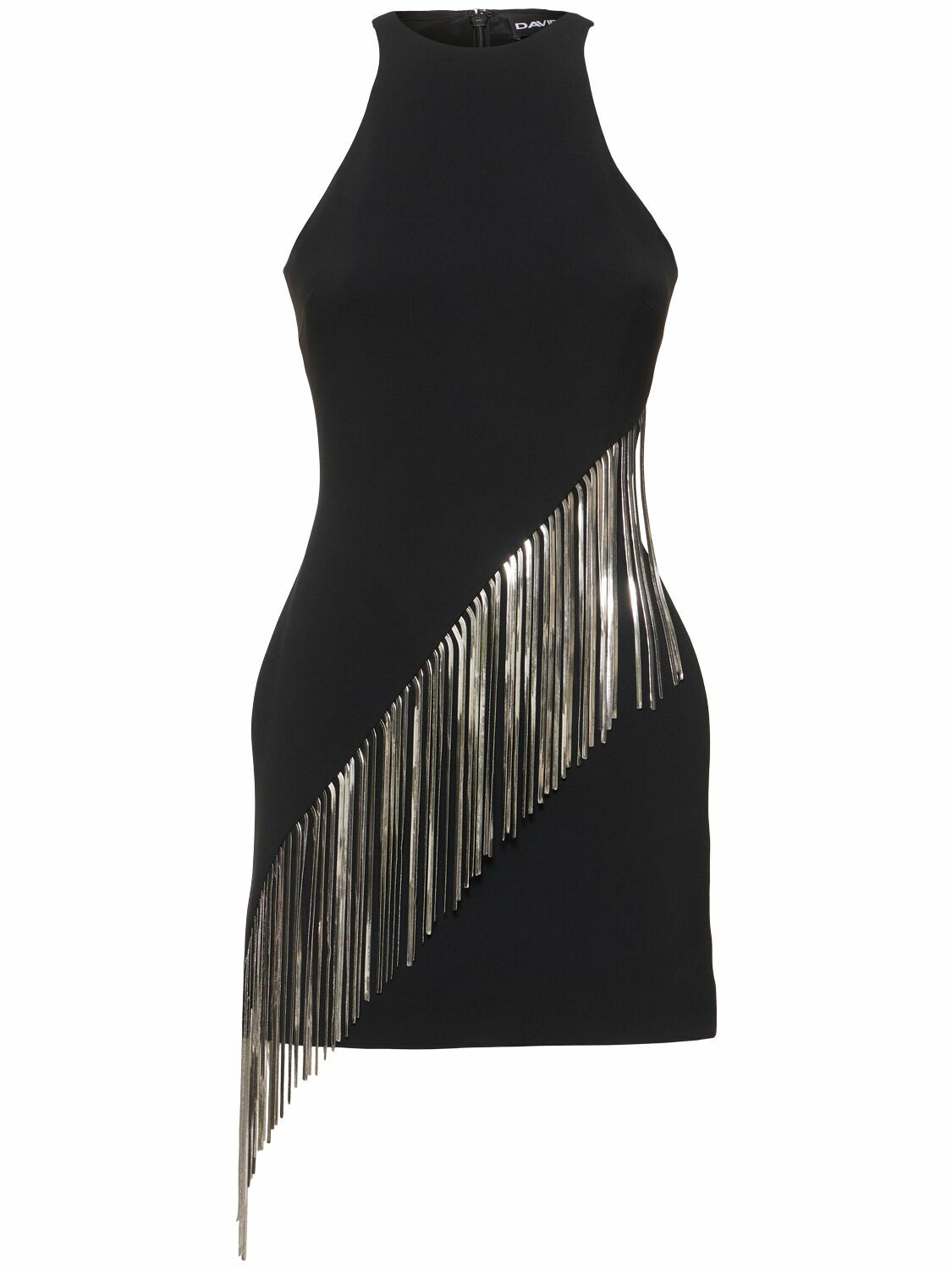DAVID KOMA Cady Mini Dress with Metallic Fringe David Koma