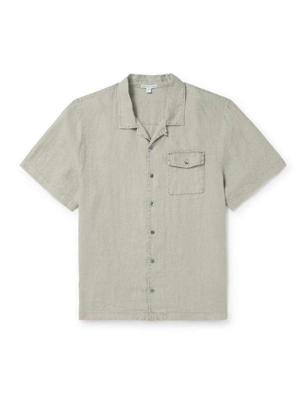 Photo: James Perse - Convertible-Collar Garment-Dyed Linen Shirt - Brown