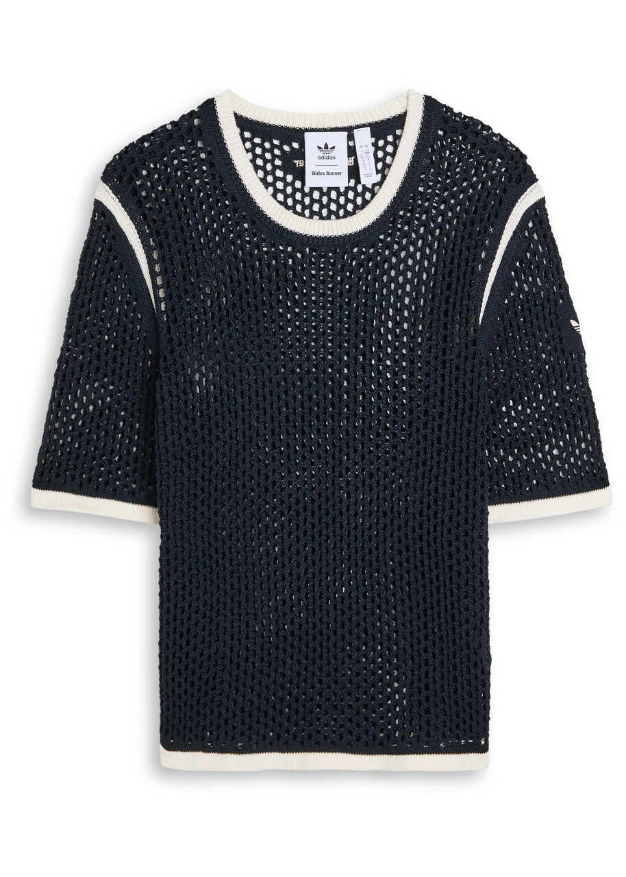 定価6万 美品 Wales Bonner Wander Knit Top Adidas X Wales Bonner X Wales Bonner Open-knit T-shirt Navy adidas