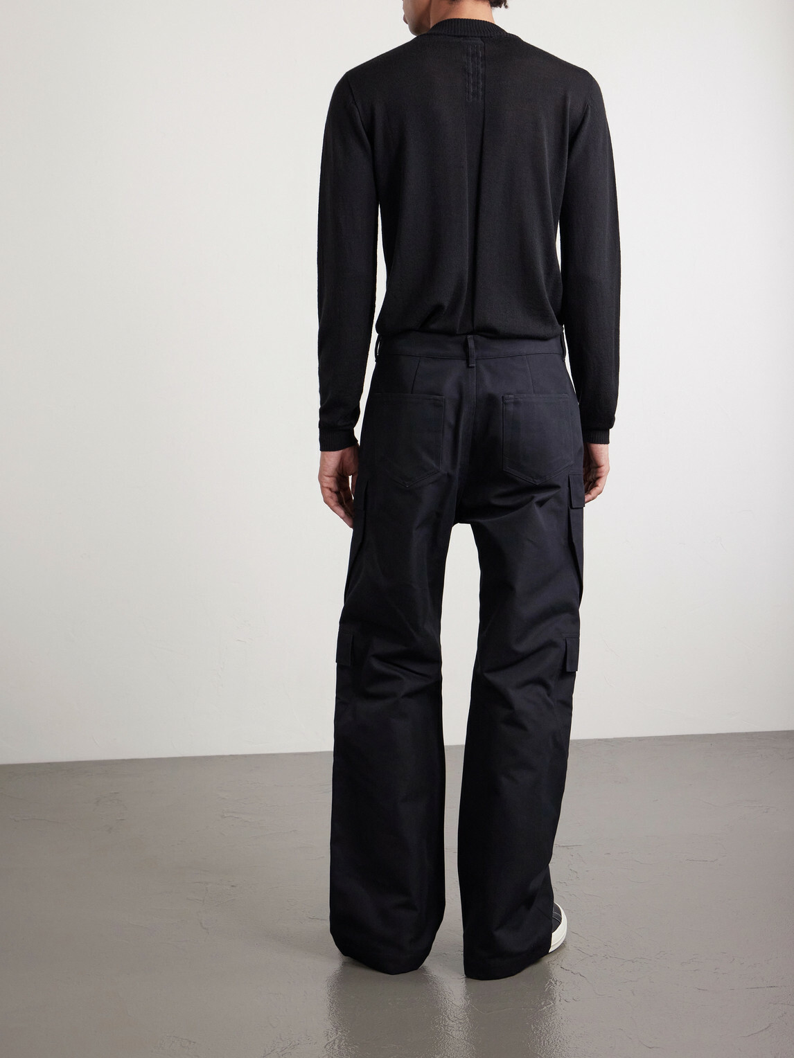 Rick Owens - Geth Straight-Leg Cotton-Blend Canvas Cargo Trousers - Black