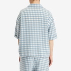 Nahmias Men's Plaid Cropped Short Sleeve Shirt in Steel Blue Plaid
