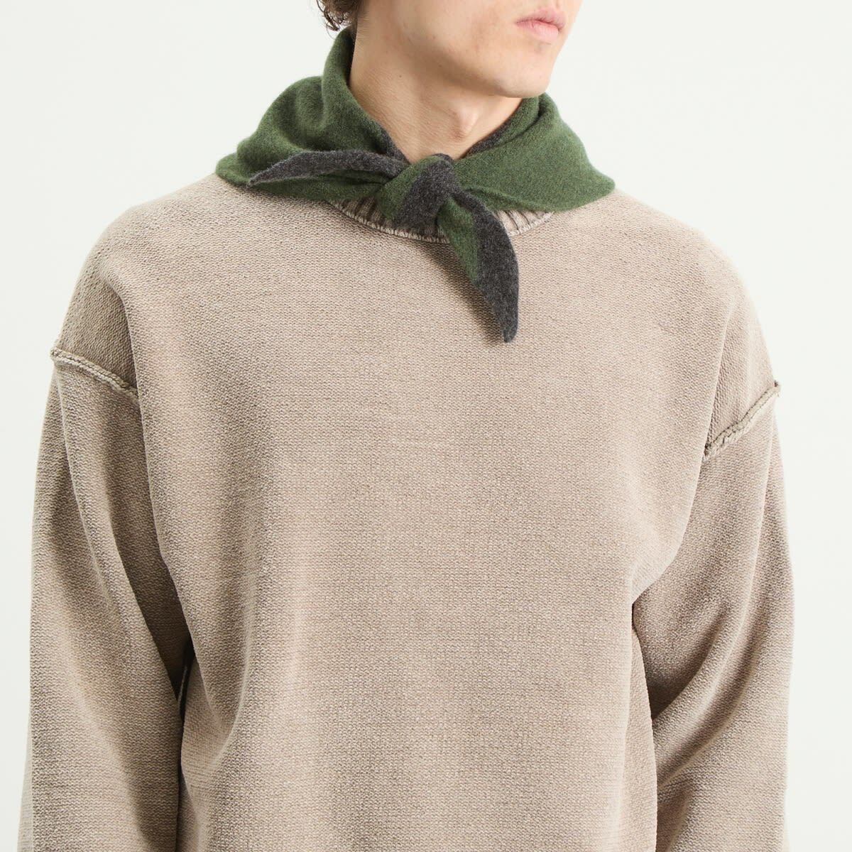 MHL by Margaret Howell Men's Tipped Scout Scarf in Green/Charcoal 
