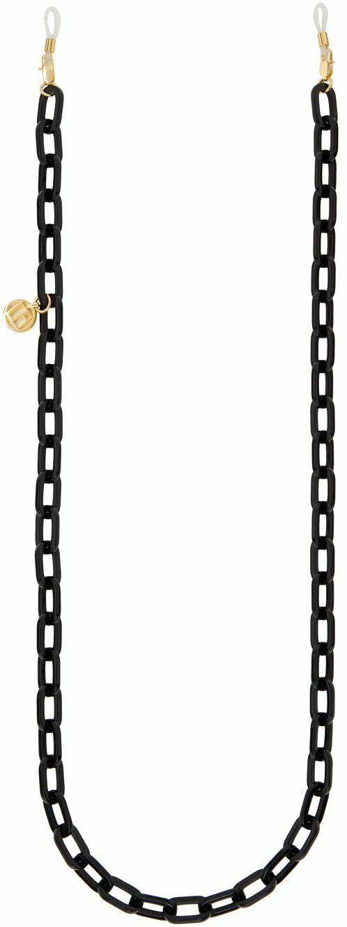 LINDA FARROW Black Square Sunglasses Chain