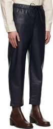 Nanushka Navy Vegan Leather Jain Pants