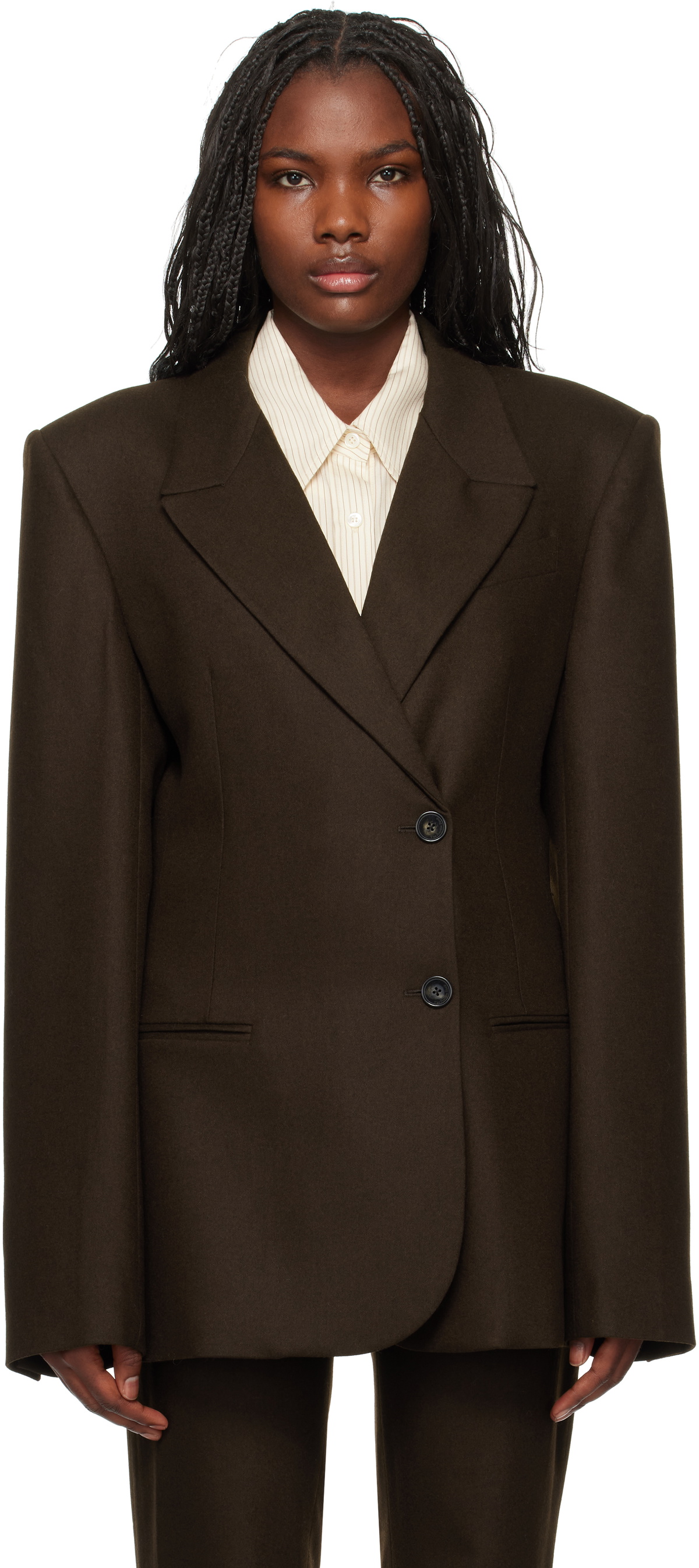 The Frankie Shop Brown Morrison Crossover Blazer The Frankie Shop