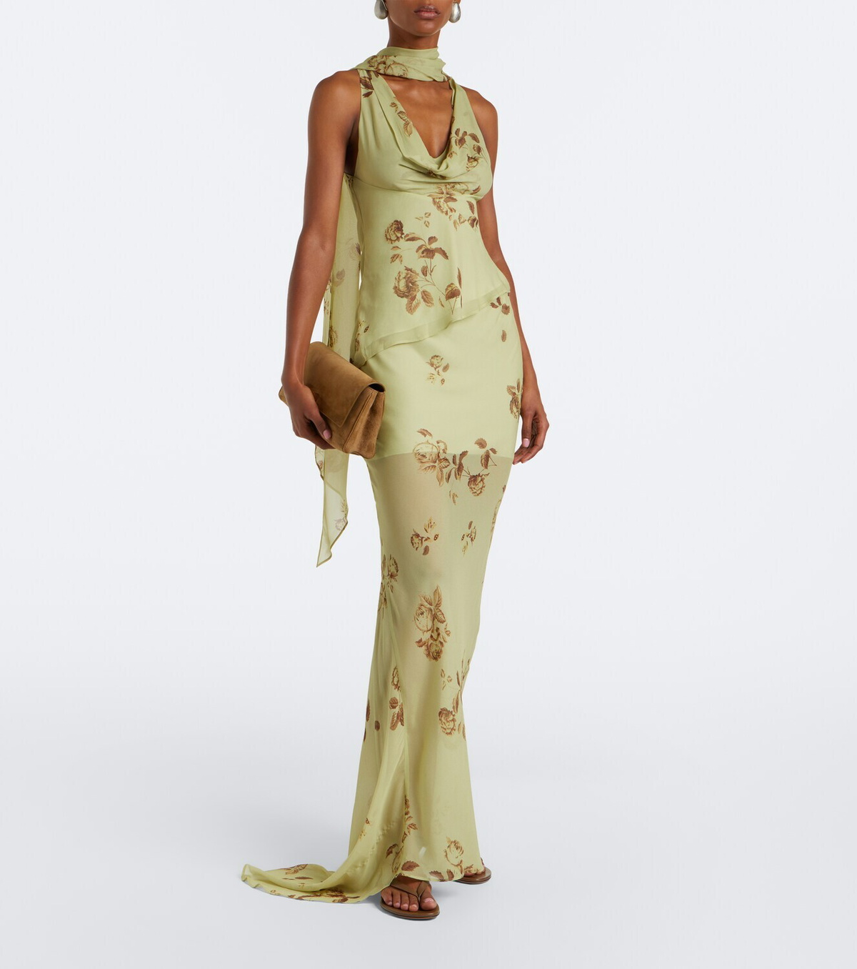 De La Vali Diosa floral georgette maxi skirt