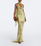 De La Vali Diosa floral georgette maxi skirt