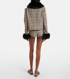 Self-Portrait Checked faux fur-trimmed jacket