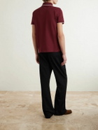 SAINT LAURENT - Slim-Fit Logo-Embroidered Cotton-Piqué Polo Shirt - Burgundy