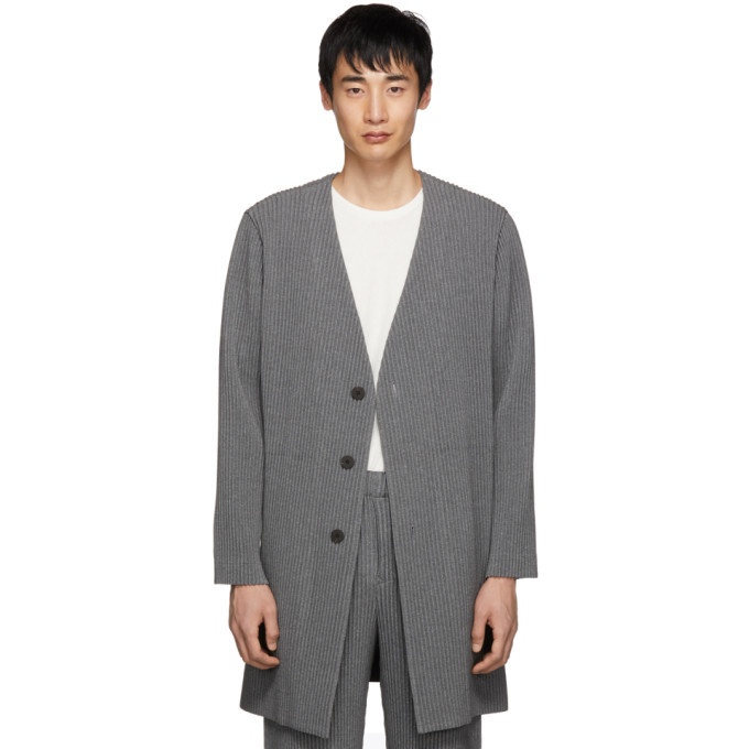 Photo: Homme Plisse Issey Miyake Grey Wool-Like Pleated Cardigan