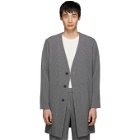 Homme Plisse Issey Miyake Grey Wool-Like Pleated Cardigan