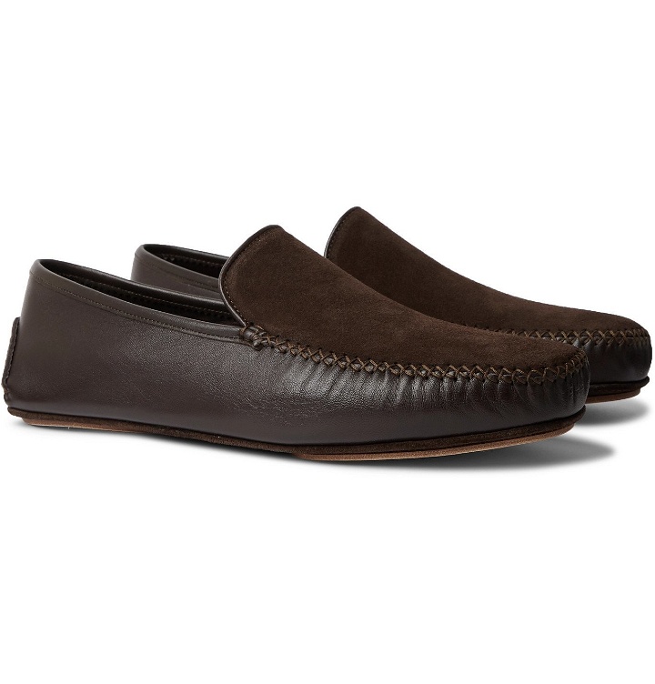 Photo: Manolo Blahnik - Mayfair Leather and Suede Driving Shoes - Brown