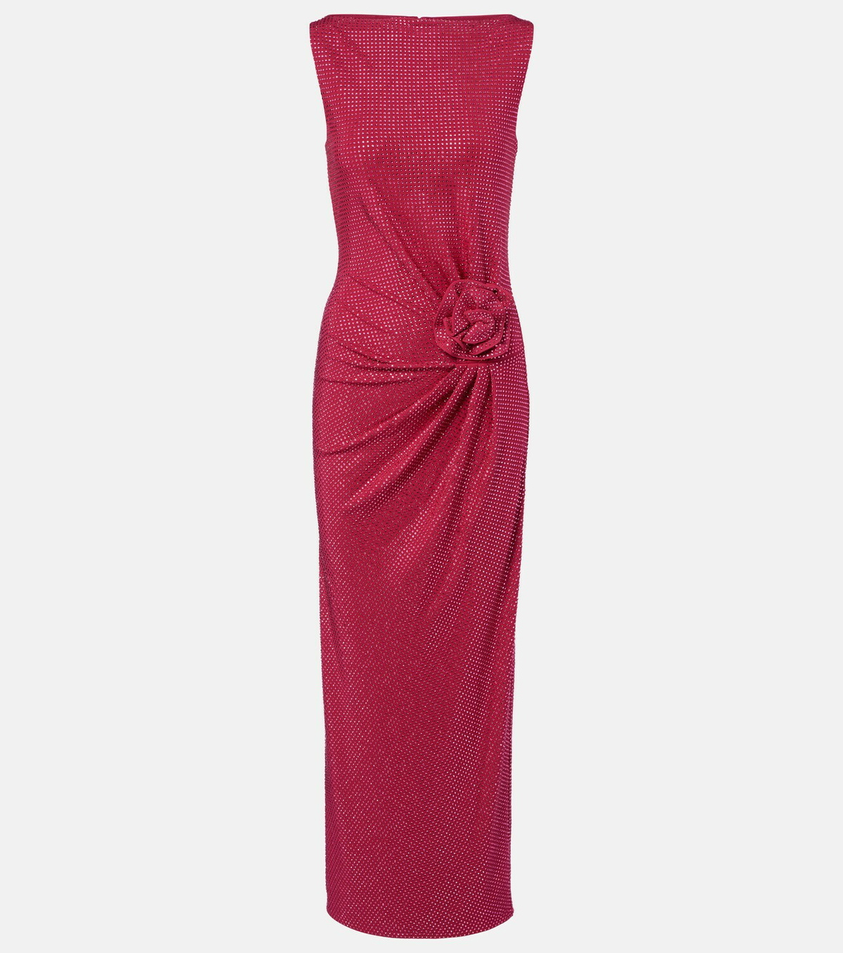 Roland Mouret Floral-appliqué embellished gathered maxi dress