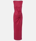 Roland Mouret Floral-appliqué embellished gathered maxi dress