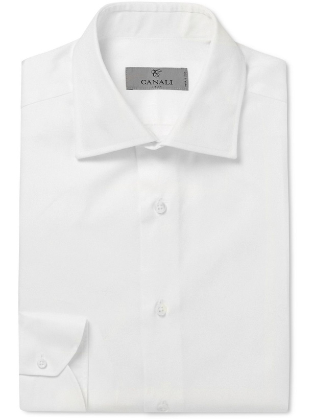 Photo: Canali - Slim-Fit Cotton-Twill Shirt - White
