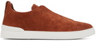 ZEGNA Orange Triple Stitch Sneakers