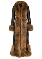 Chloe Shearling-trimmed Leather Coat Brown