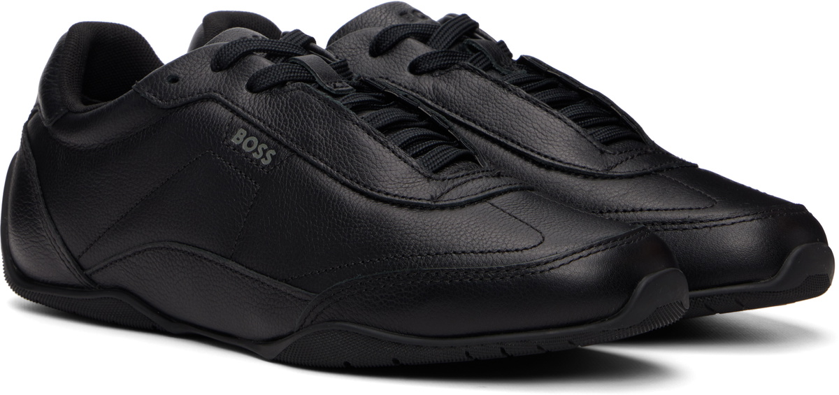 BOSS Black Logo Detail Leather Sneakers BOSS