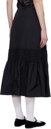 Kijun Black Smocked Mermaid Midi Skirt