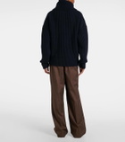 Tod's Leather-trimmed virgin wool jacket