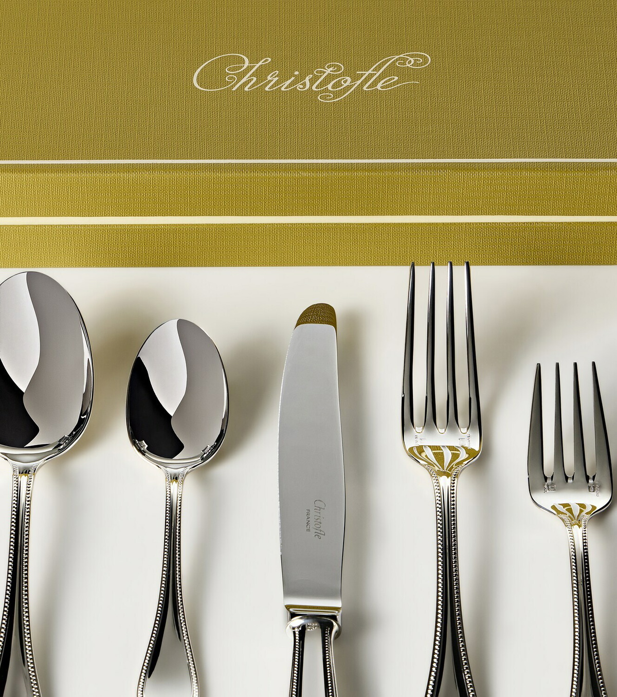 Christofle Perles silver-plated 5-piece cutlery set