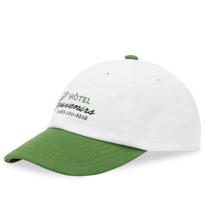 Photo: A.P.C. Men's x JJJJound Hotel Souvenirs 6 Panel Cap in White/Green 