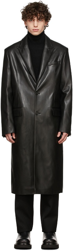 Photo: System Black Faux-Leather Coat