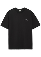 Les Deux Logo-embroidered Cotton T-shirt Black