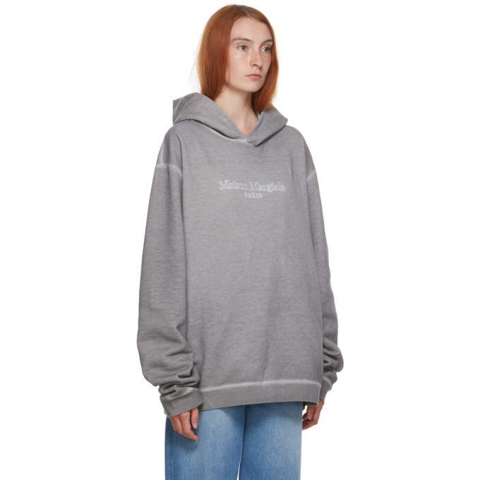 Maison Margiela Grey Embroidered Logo Hoodie Maison Margiela Maison Margiela Grey Embroidered Logo Hoodie Maison Margiela