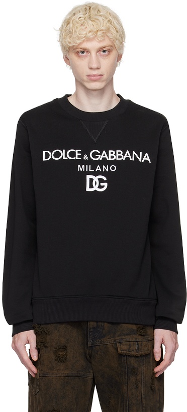 Photo: Dolce & Gabbana Black Embroidered Sweatshirt