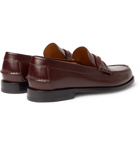 GUCCI - Kaveh Webbing-Trimmed Leather Loafers - Burgundy