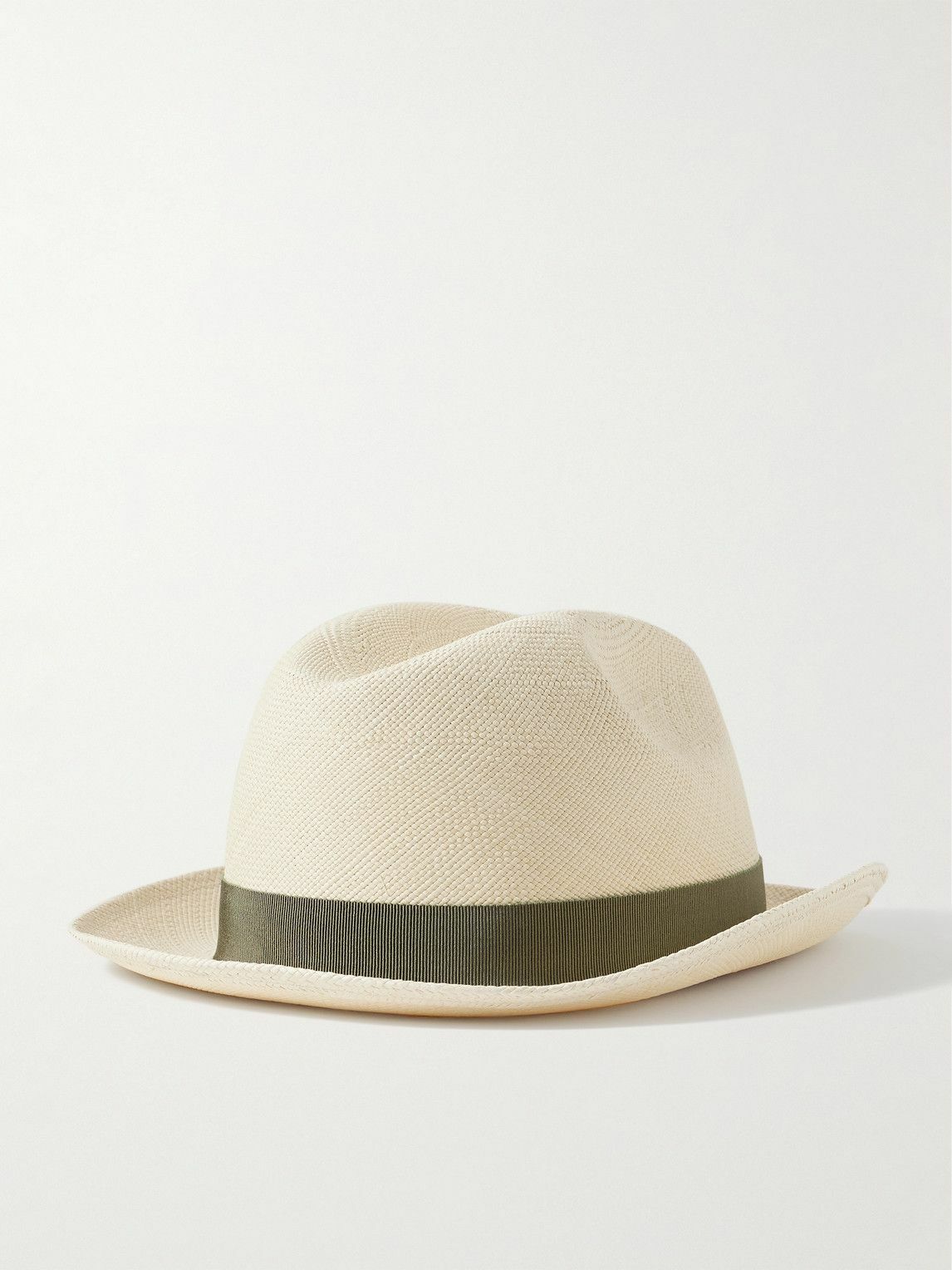 Purdey - Logo-Embroidered Grosgrain-Trimmed Straw Panama Hat - Neutrals