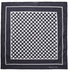 Massimo Alba - Checkerboard Printed Cotton Pocket Square - Black