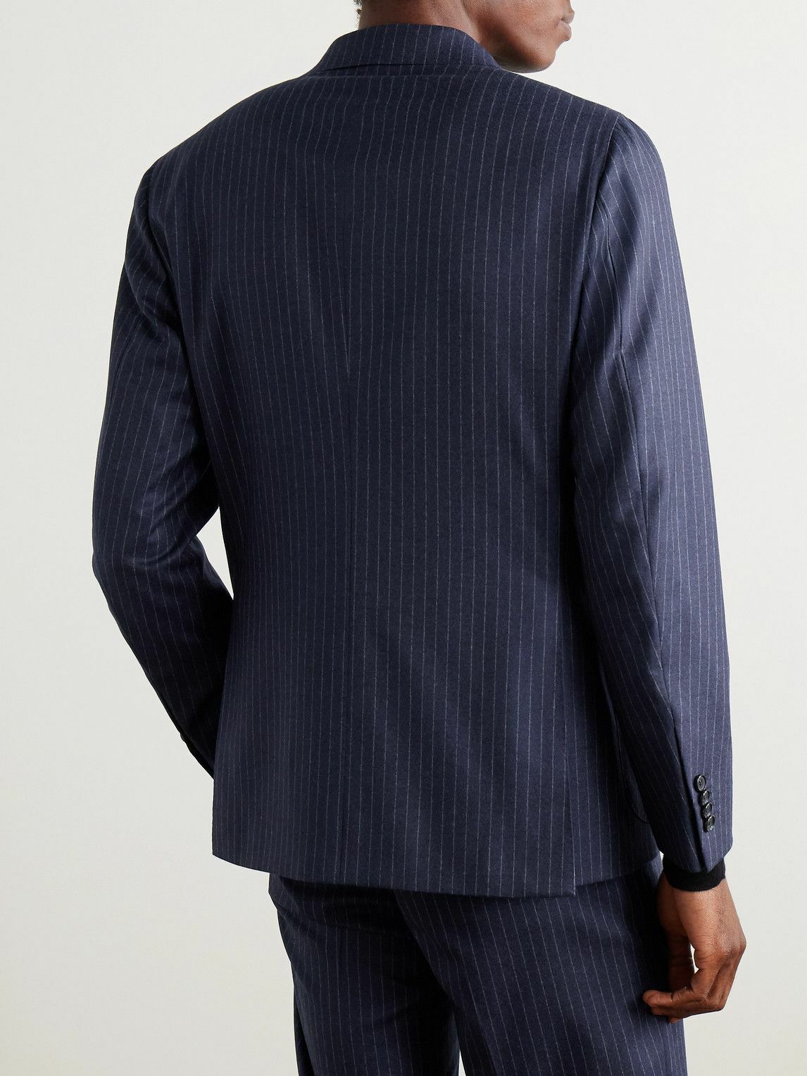 Caruso - Double-Breasted Pinstriped Wool Suit Jacket - Blue