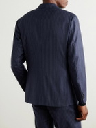 Caruso - Double-Breasted Pinstriped Wool Suit Jacket - Blue