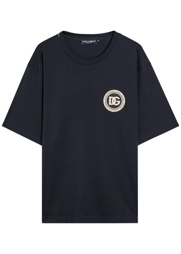 Photo: Dolce & Gabbana Logo-appliquéd Cotton T-shirt Navy