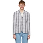 Thom Browne White and Black Unstructured Check Blazer