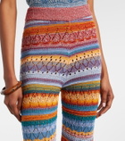 Etro Crochet striped cotton flared pants