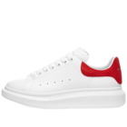 Alexander McQueen Men's Heel Tab Wedge Sole Sneakers in White/Lust Red