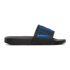 Valentino Black and Blue Valentino Garavani VLTN Slides