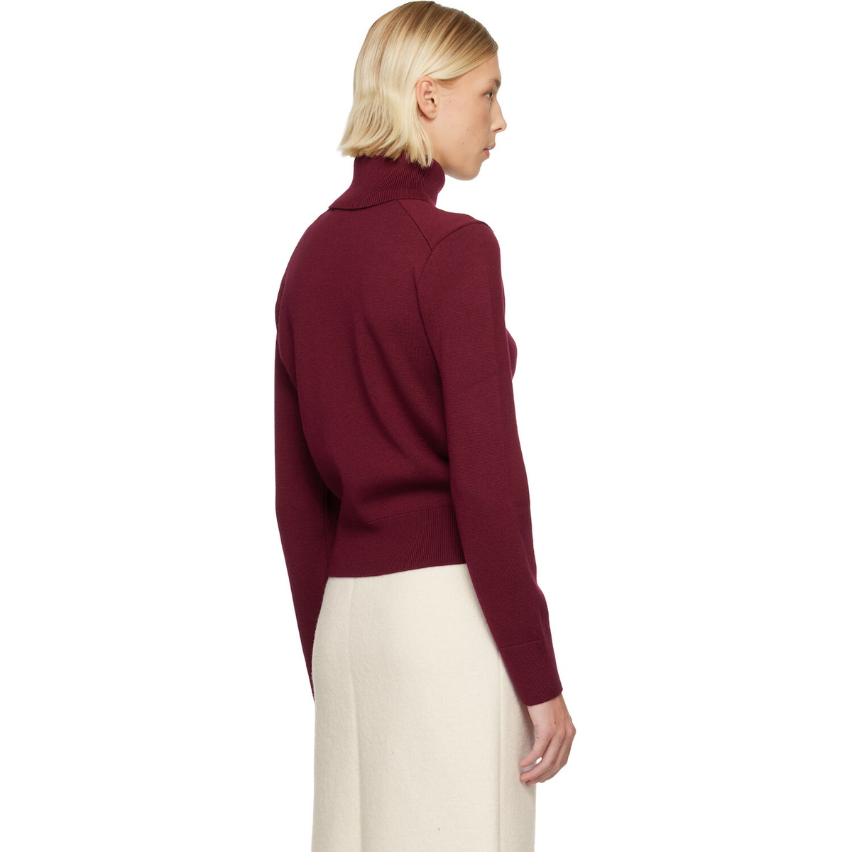 AMI Paris Burgundy Wool Ami de Coeur Turtleneck