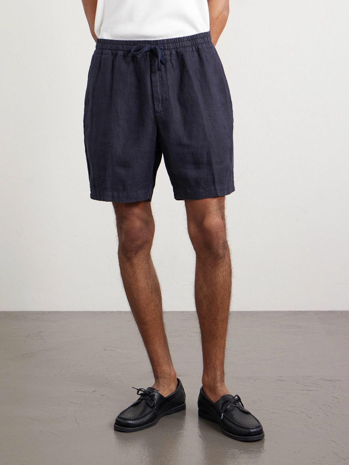 Altea - Samuel Straight-Leg Linen Drawstring Shorts - Blue