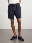 Altea - Samuel Straight-Leg Linen Drawstring Shorts - Blue