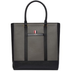 Thom Browne Black and Grey Colorblocked Tote