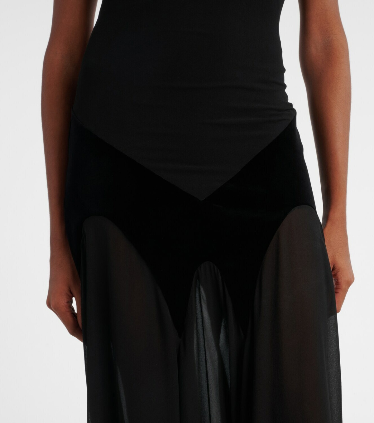 McQueen Velvet-trimmed silk georgette gown